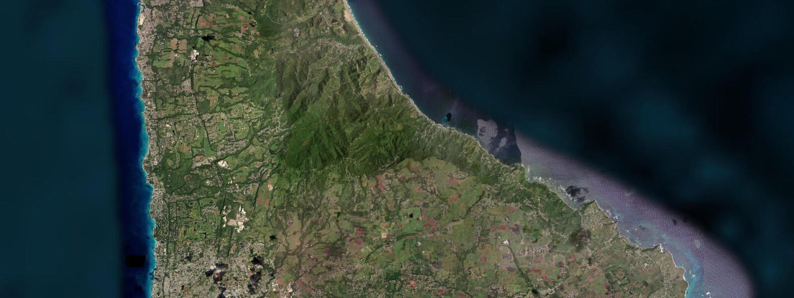 Satellite view of the coast near Bathsheba, East Coast Barbados