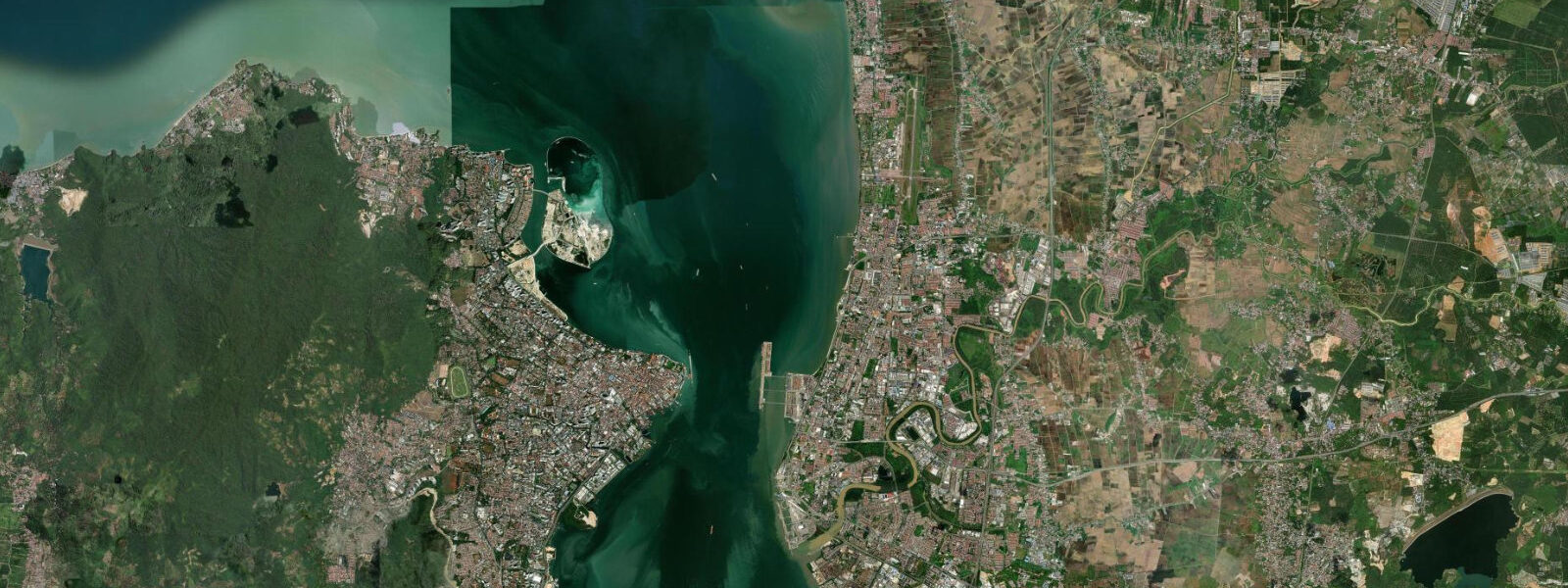 Satellite view of the coast near Batu Ferringhi, Penang
