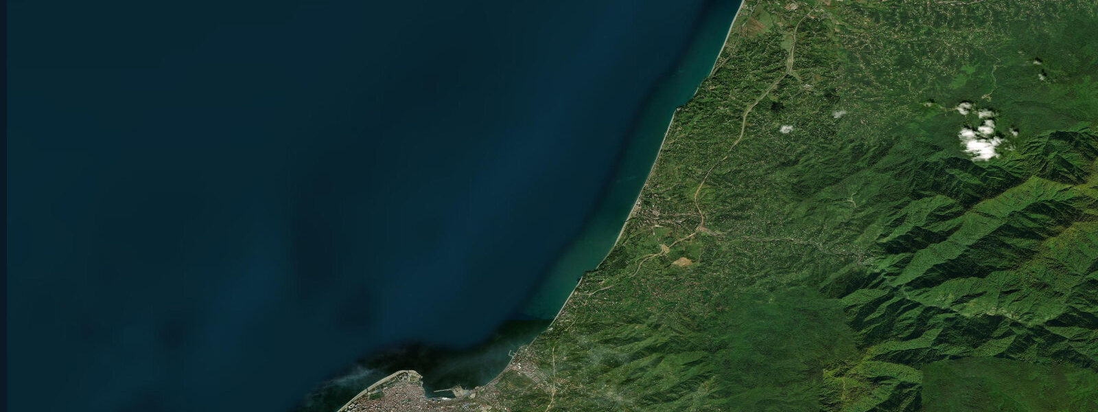 Satellite view of the coast near Batumi Botanical Garden Coast