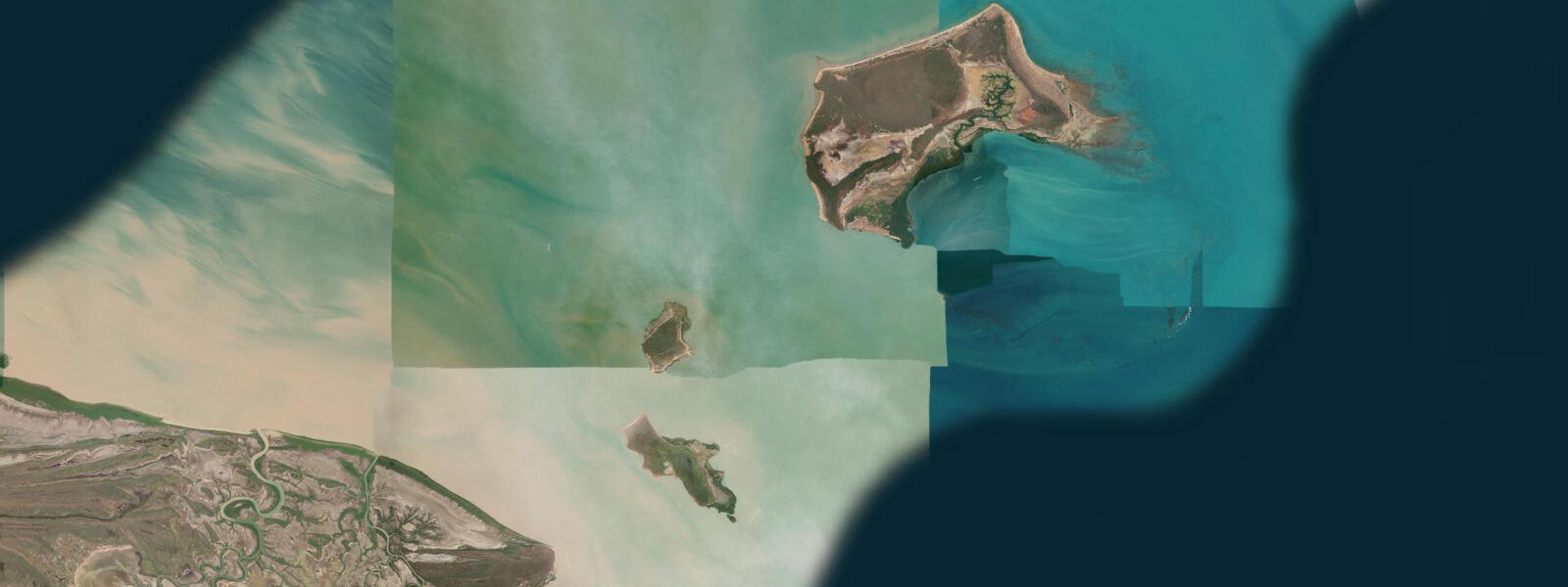 Satellite view of the coast near Bayley Island