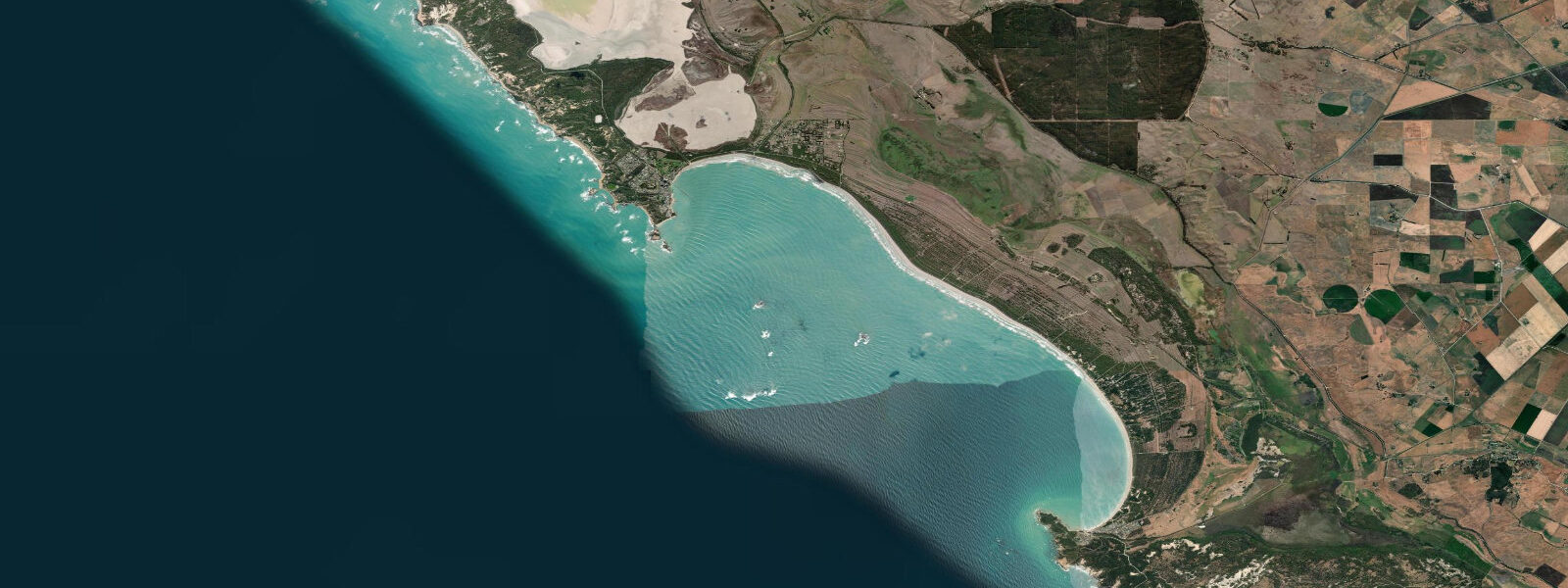 Satellite view of the coast near Beachport