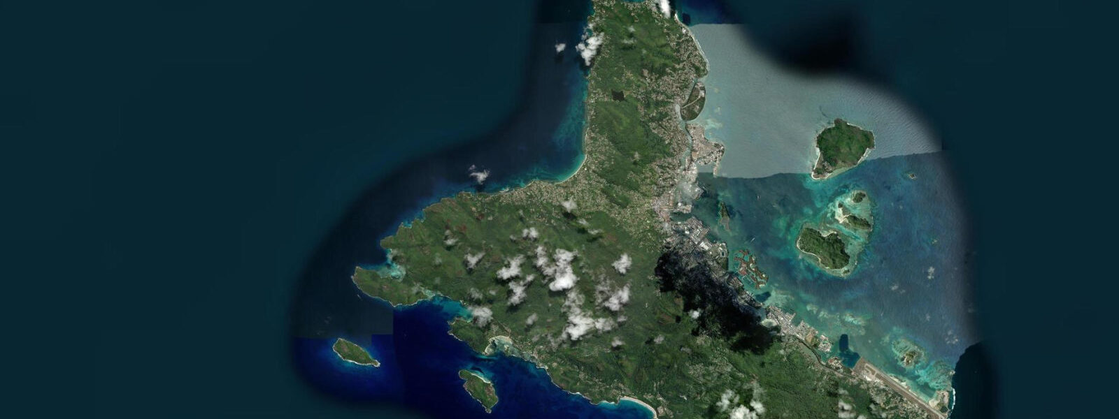 Satellite view of the coast near Beau Vallon