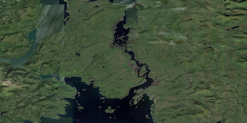 Satellite view of the coast near Beck Island