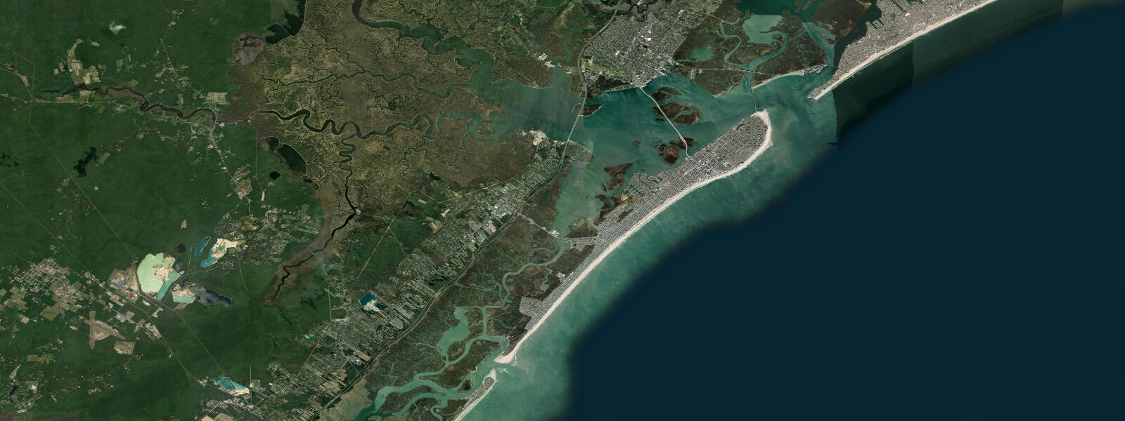Satellite view of the coast near Beesleys Point