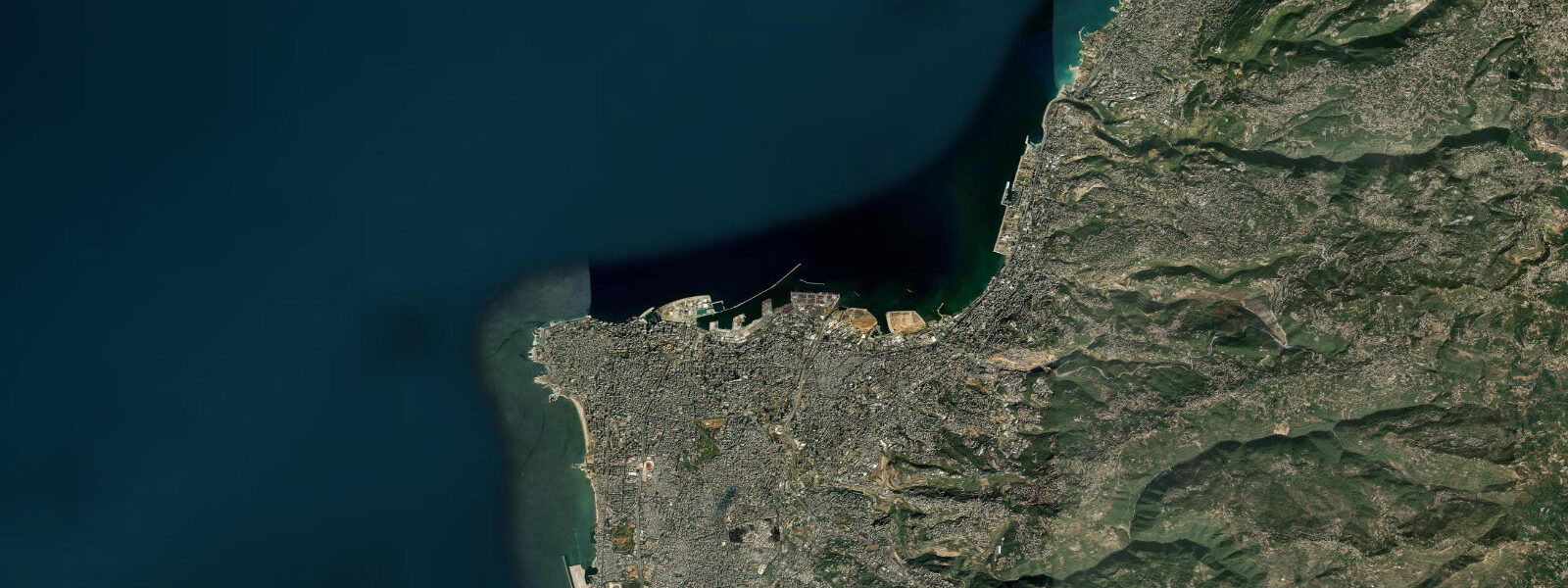 Satellite view of the coast near Beirut