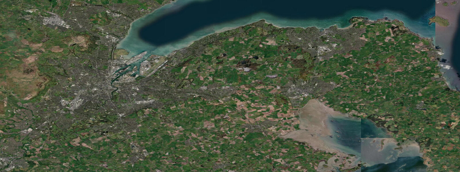 Satellite view of the coast near Belfast