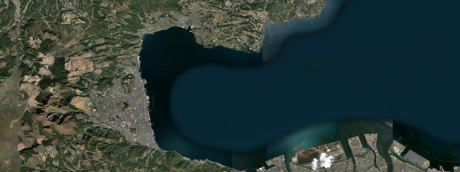 Satellite view of the coast near Beppu