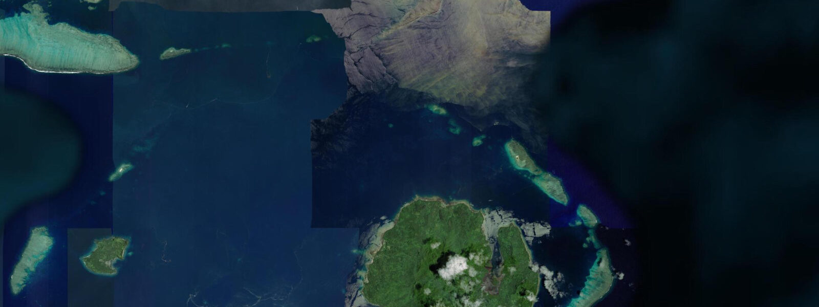 Satellite view of the coast near Beqa Island, Fiji