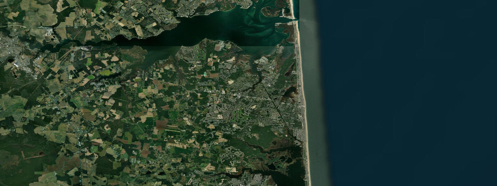 Satellite view of the coast near Bethany Beach, DE