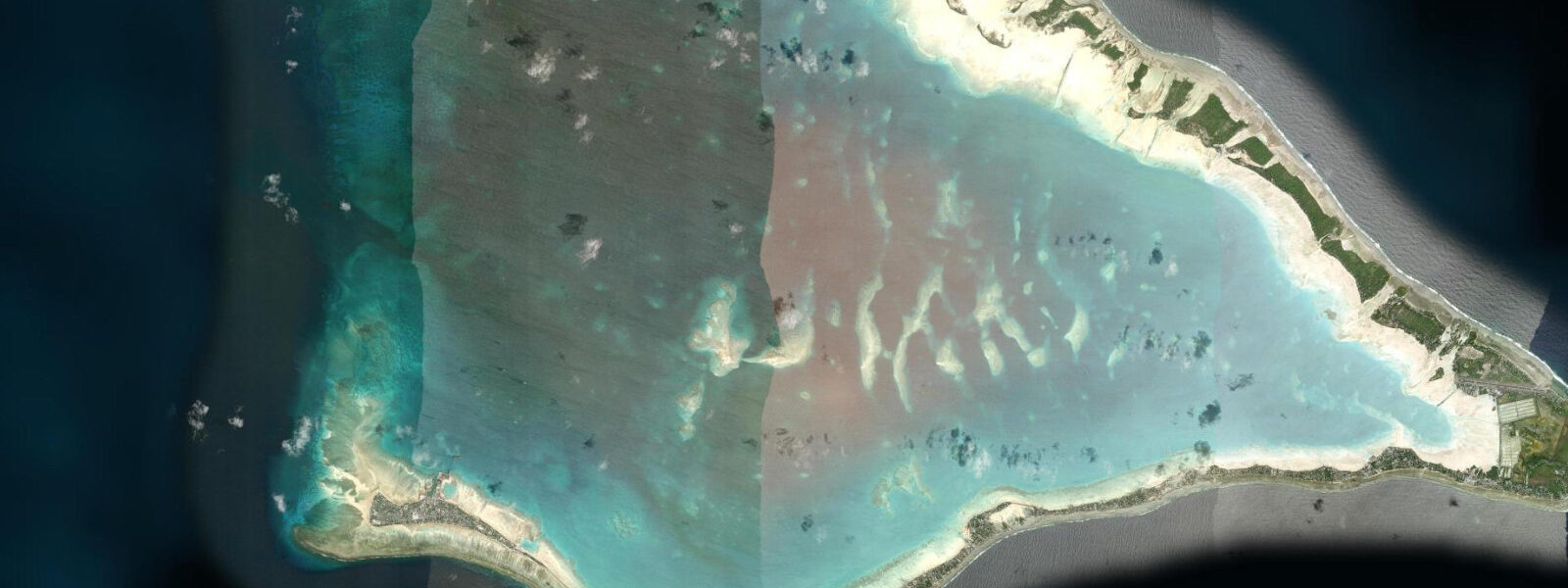 Satellite view of the coast near Betio, Kiribati