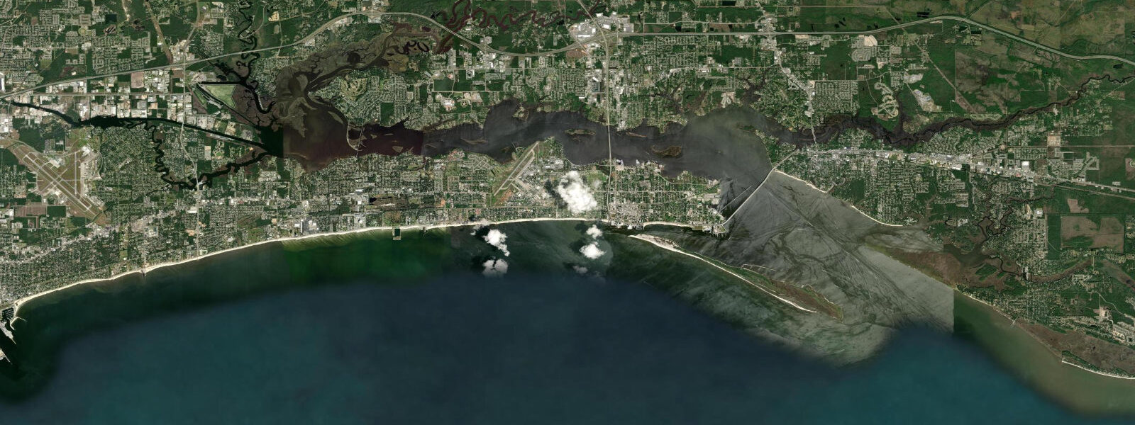 Satellite view of the coast near Biloxi, MS