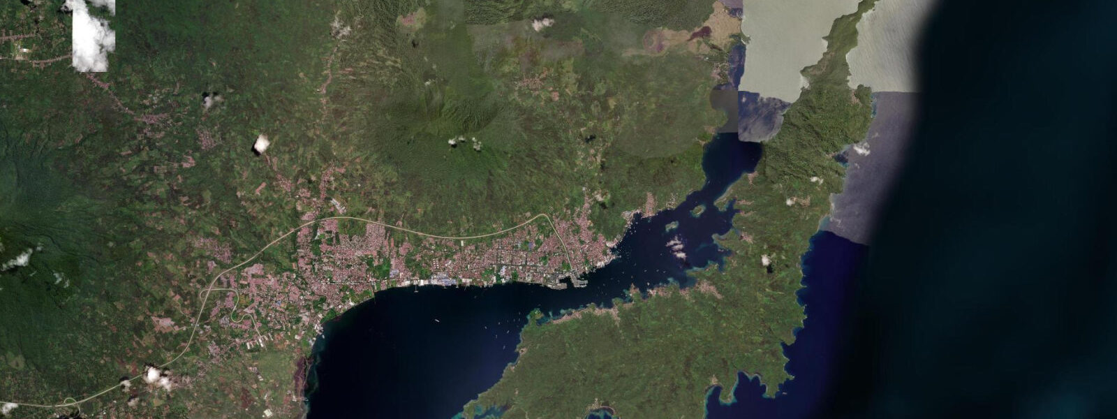 Satellite view of the coast near Bitung