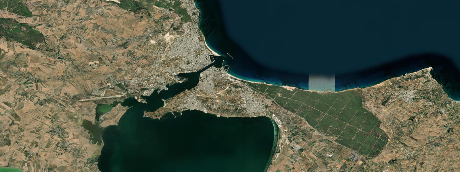 Satellite view of the coast near Bizerte
