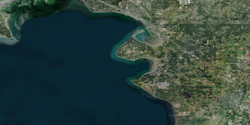 Satellite view of the coast near Blaine