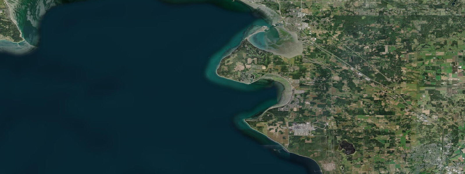 Satellite view of the coast near Blaine