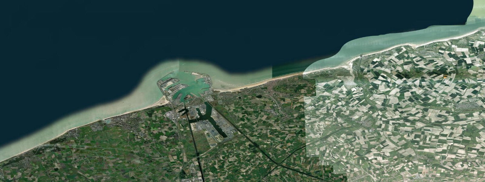 Satellite view of the coast near Blankenberge