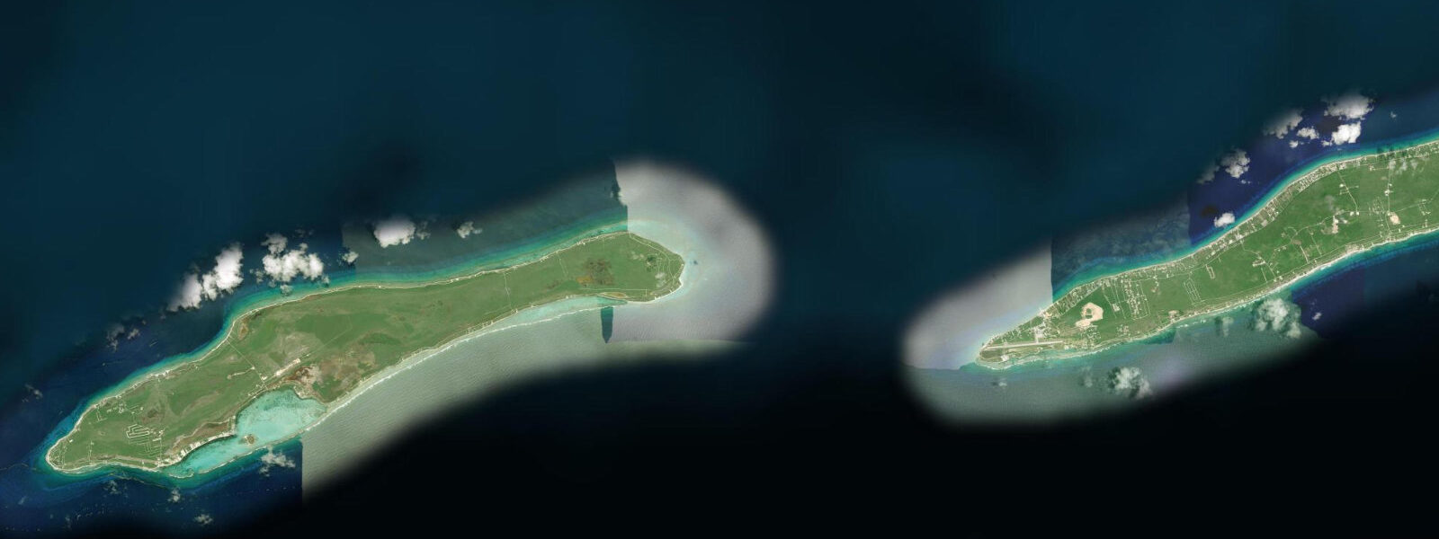 Satellite view of the coast near Blossom Village, Little Cayman