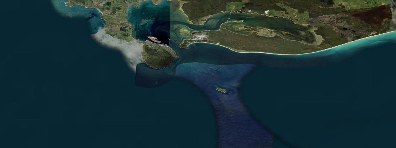 Satellite view of the coast near Bluff