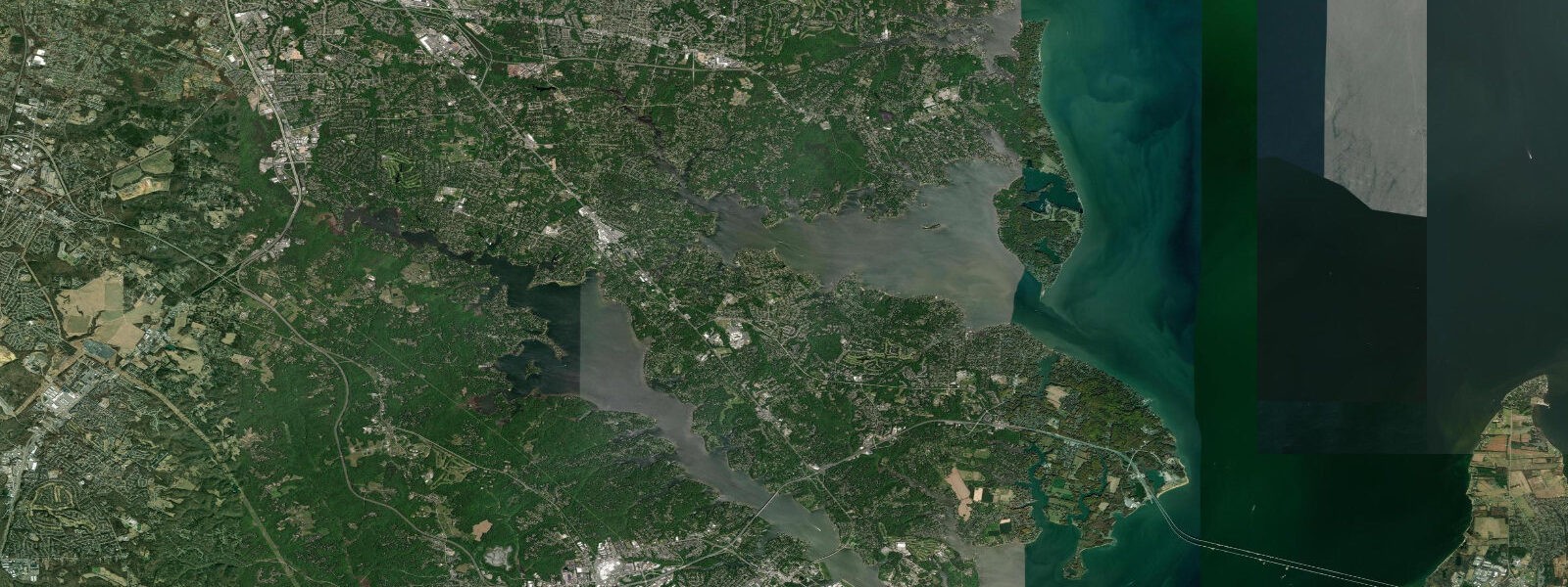 Satellite view of the coast near Bluff Point