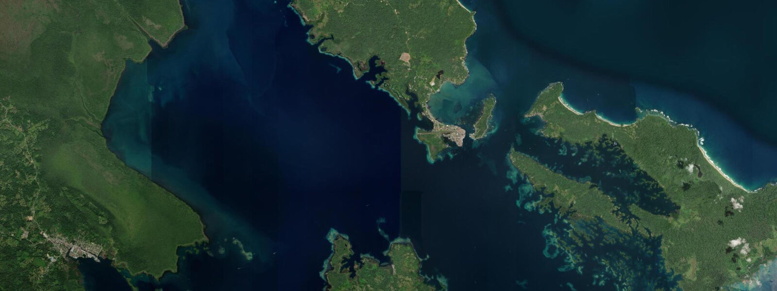 Satellite view of the coast near Bocas del Drago, Panama