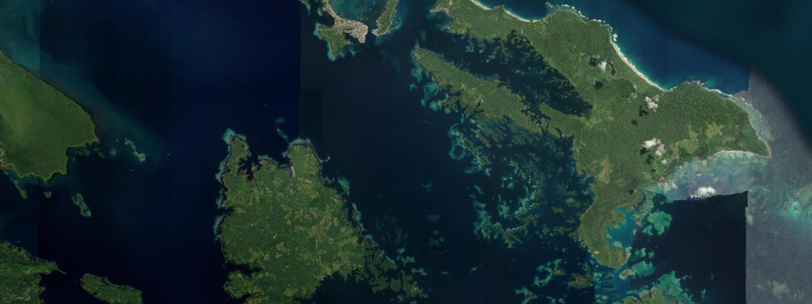Satellite view of the coast near Bocas del Toro