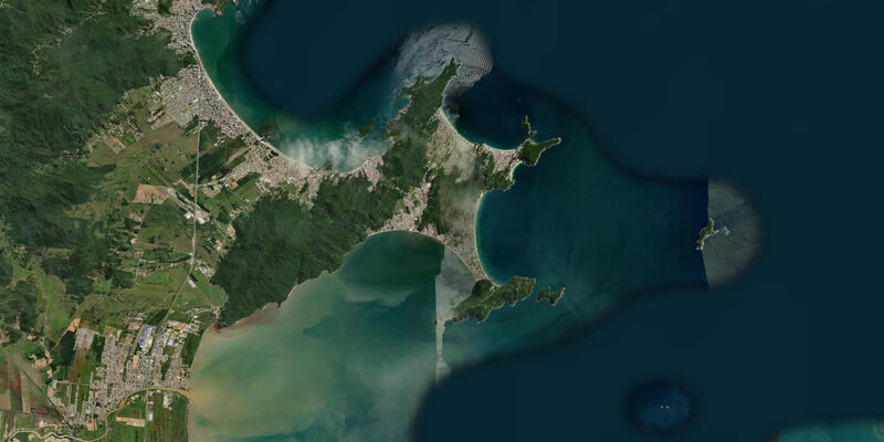 Satellite view of the coast near Bombinhas