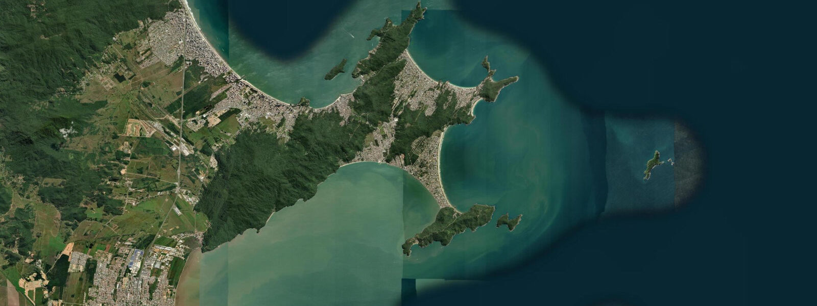 Satellite view of the coast near Bombinhas