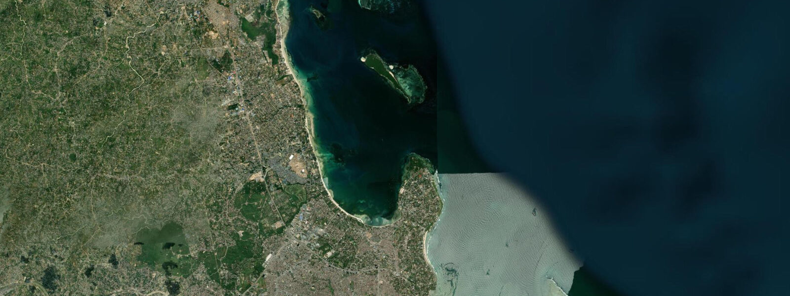 Satellite view of the coast near Bongoyo Island