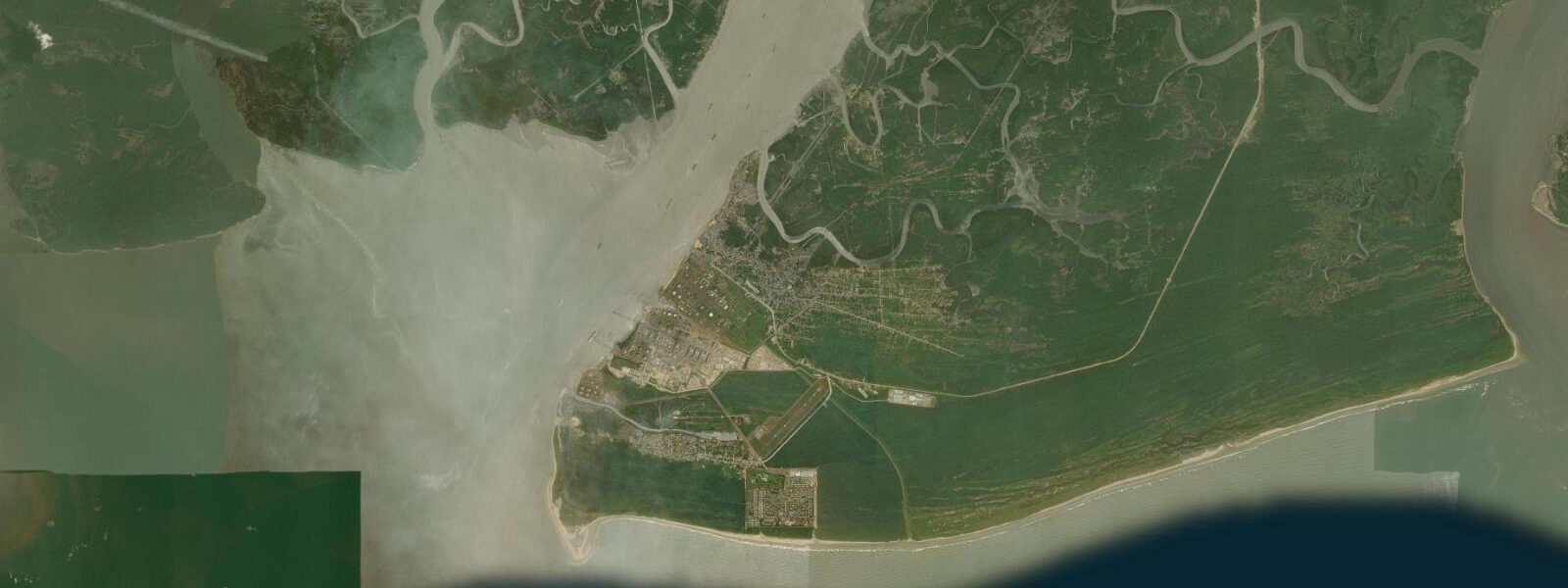 Satellite view of the coast near Bonny Island