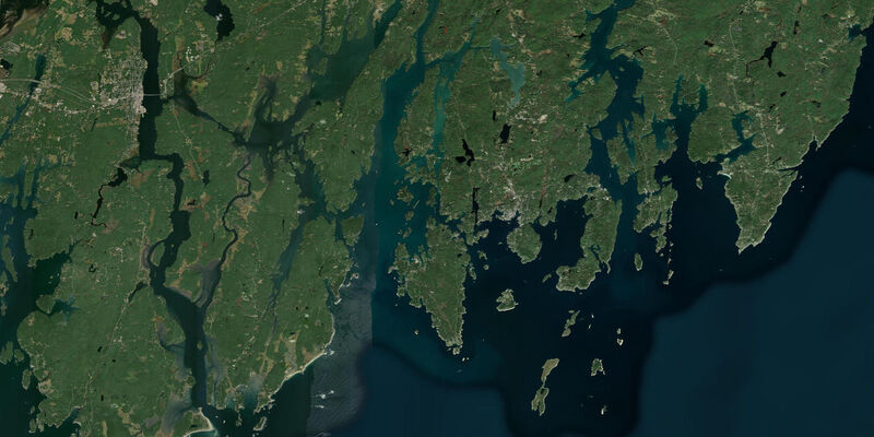 Satellite view of the coast near Boothbay Harbor