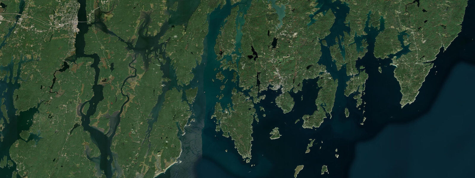 Satellite view of the coast near Boothbay Harbor