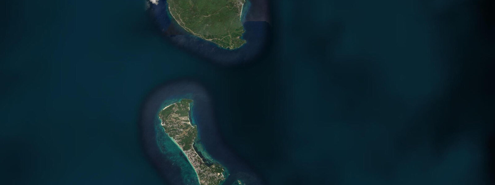 Satellite view of the coast near Boracay (White Beach), Western Visayas