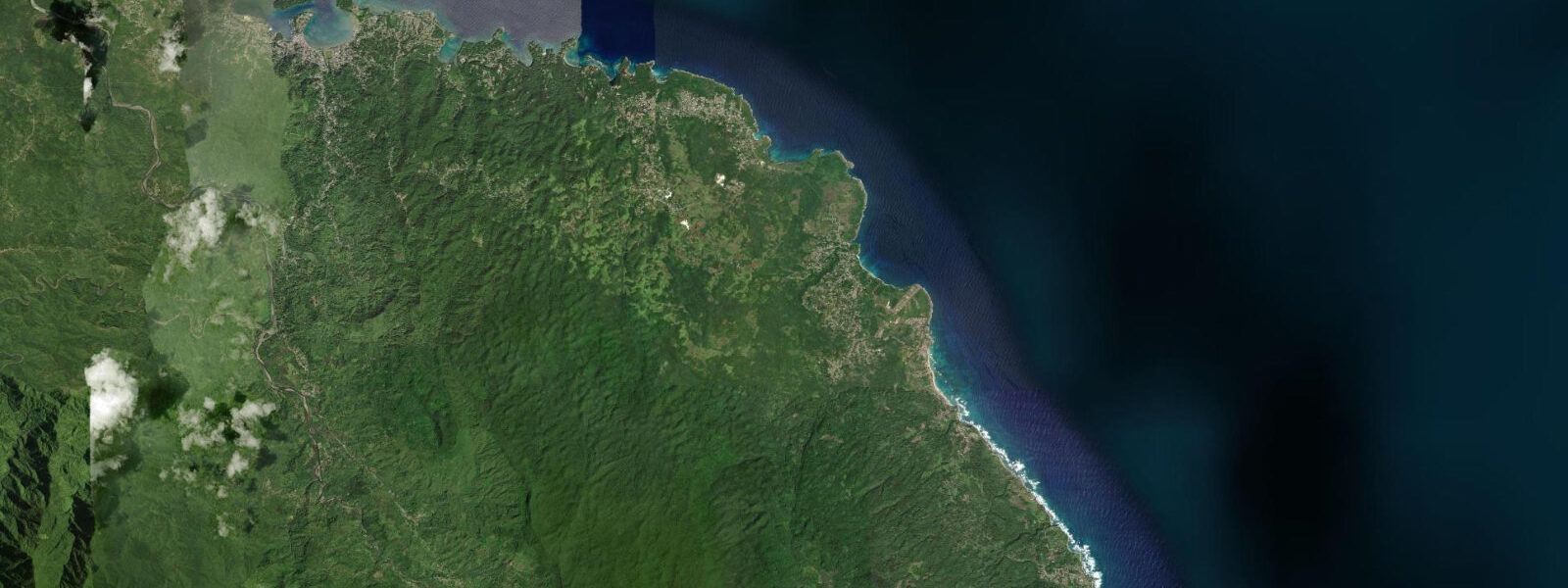 Satellite view of the coast near Boston Bay, Jamaica