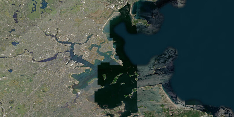 Satellite view of the coast near Boston, MA