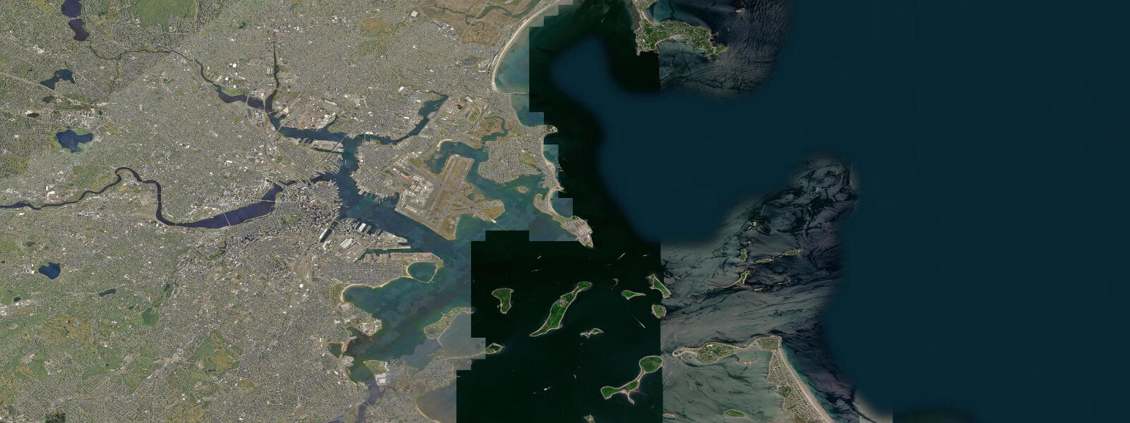 Satellite view of the coast near Boston, MA