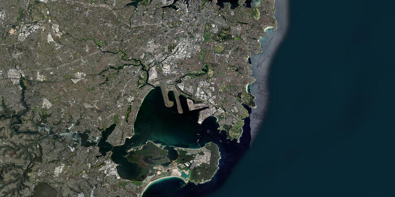Satellite view of the coast near Botany Bay