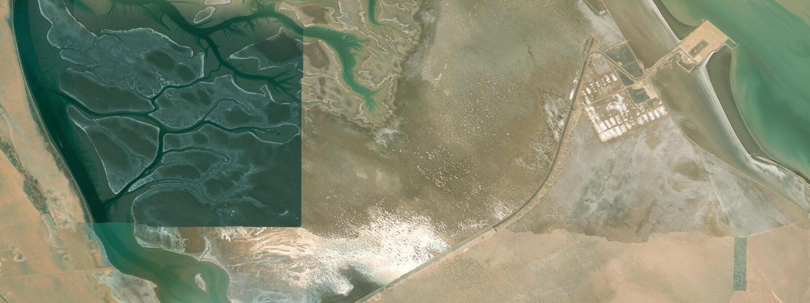 Satellite view of the coast near Boubyan Island