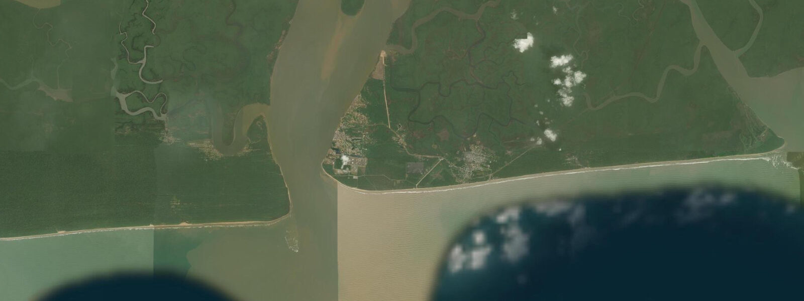 Satellite view of the coast near Brass