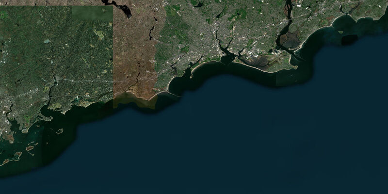 Satellite view of the coast near Bridgeport