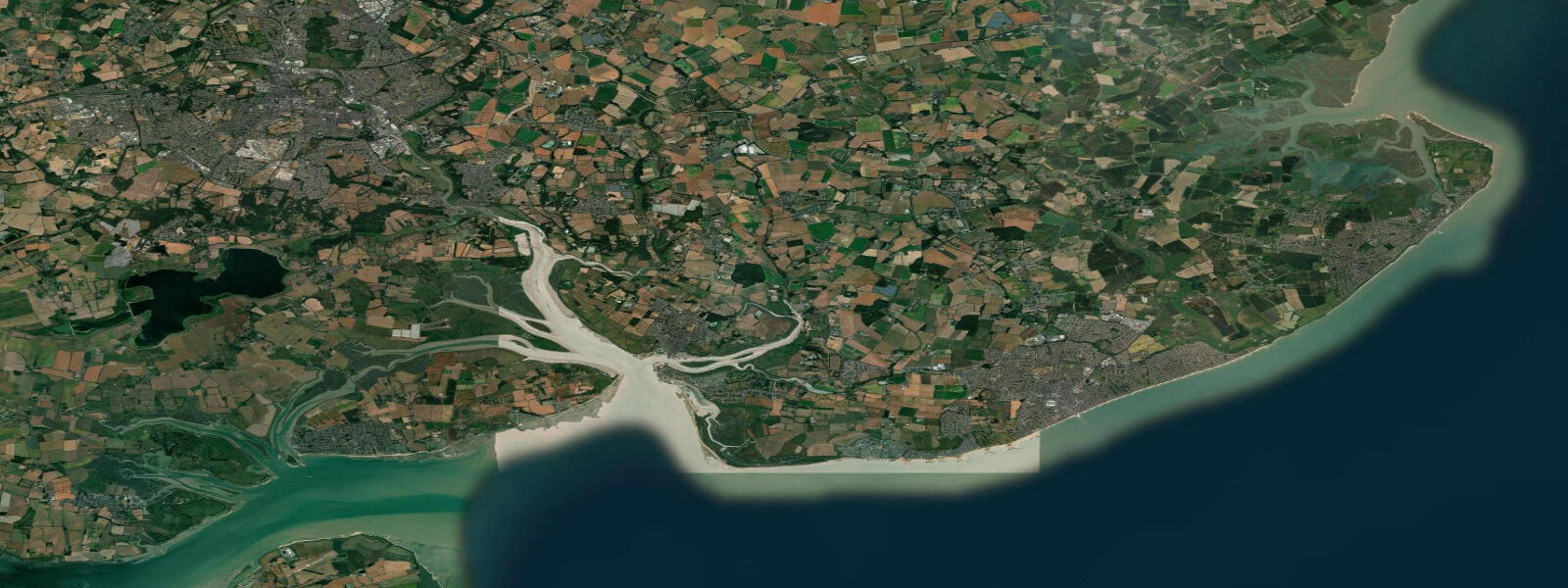 Satellite view of the coast near Brightlingsea