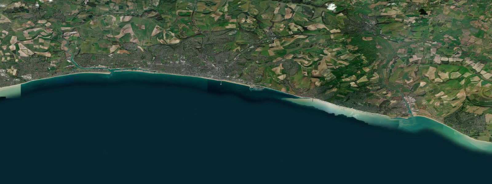 Satellite view of the coast near Brighton, Sussex