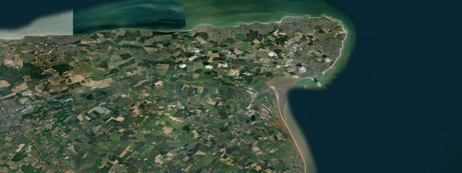 Satellite view of the coast near Broadstairs