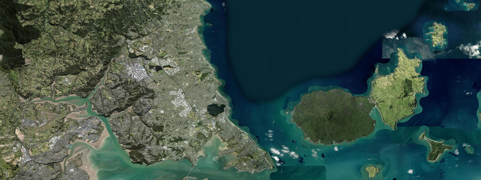 Satellite view of the coast near Browns Bay, Auckland