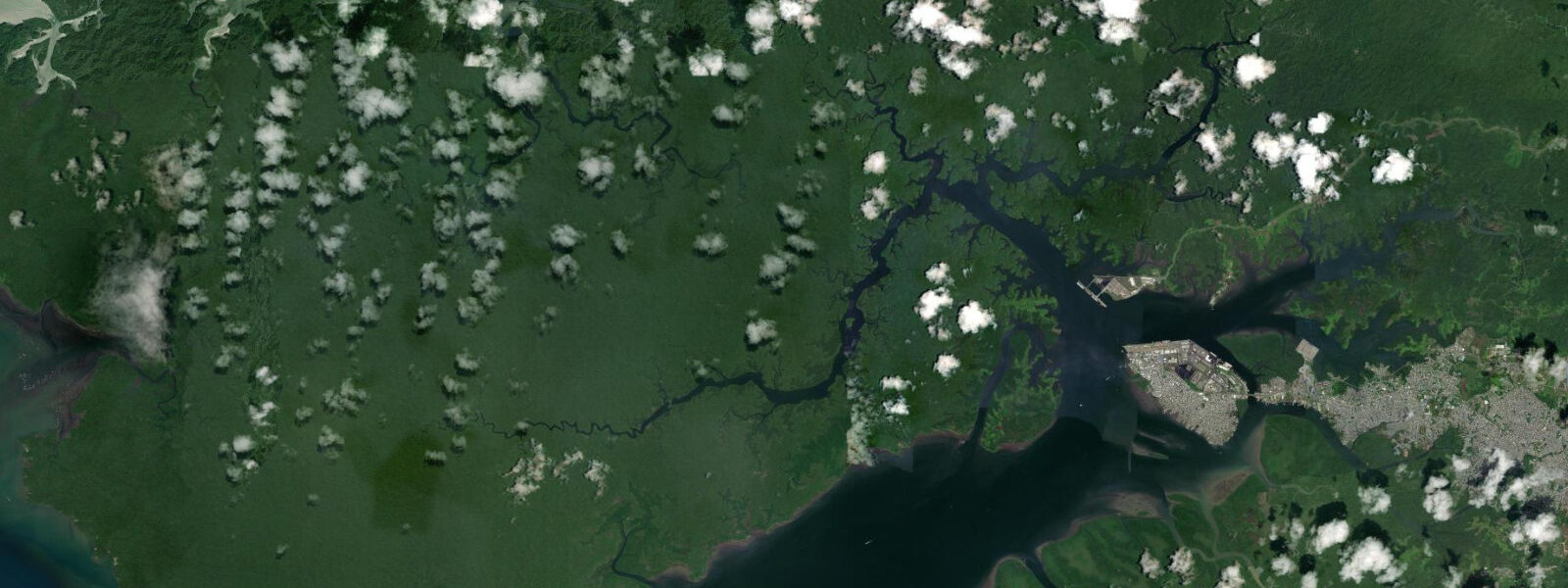 Satellite view of the coast near Buenaventura Bay