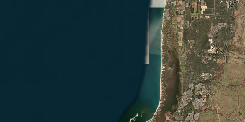 Satellite view of the coast near Bunbury