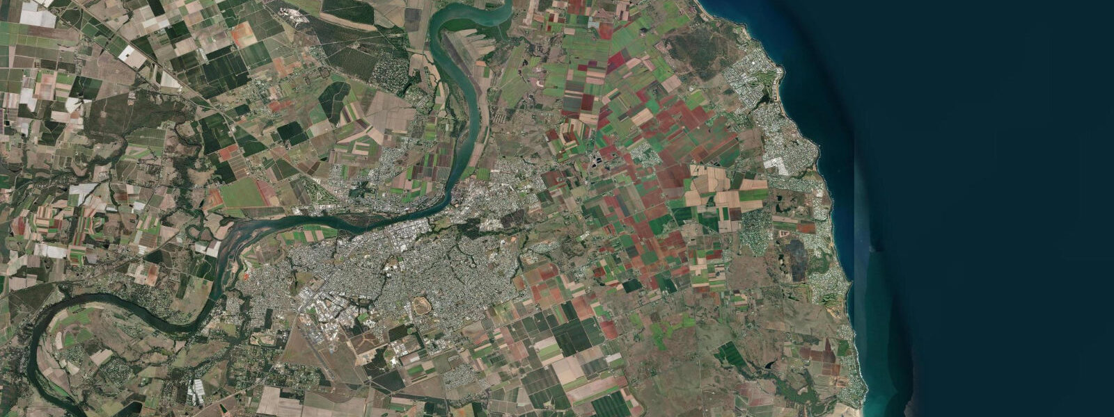 Satellite view of the coast near Bundaberg