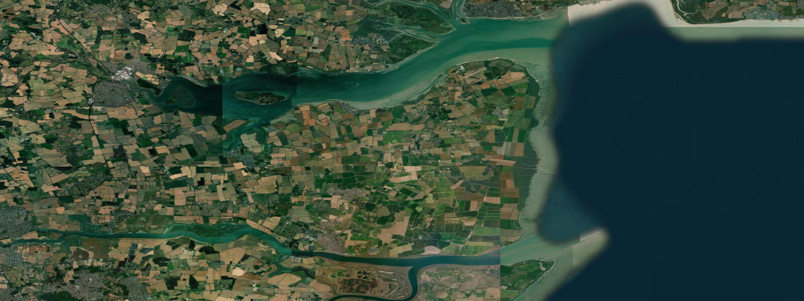 Satellite view of the coast near Burnham-on-Crouch