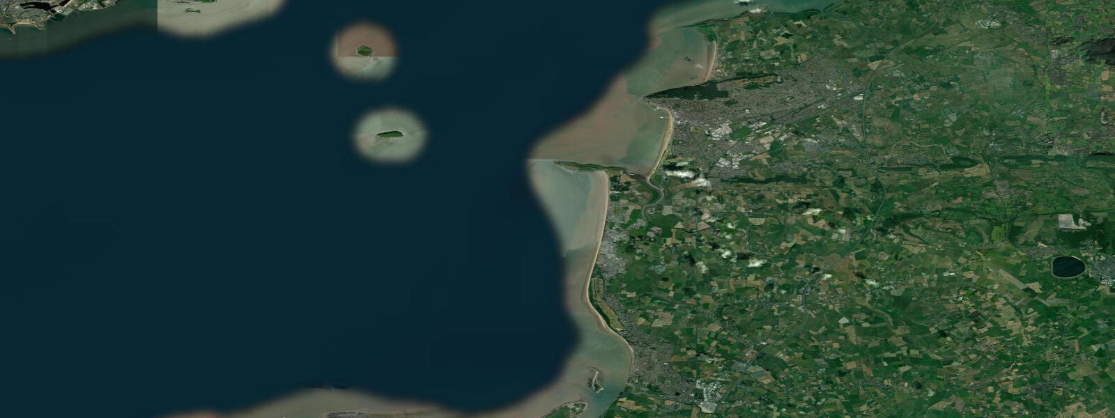 Satellite view of the coast near Burnham-on-Sea