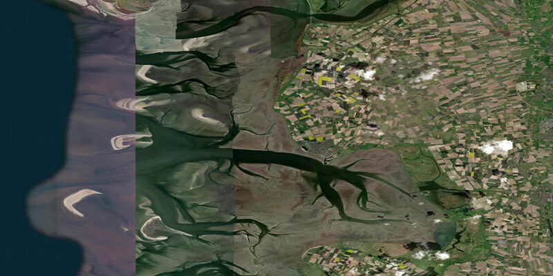 Satellite view of the coast near Busum