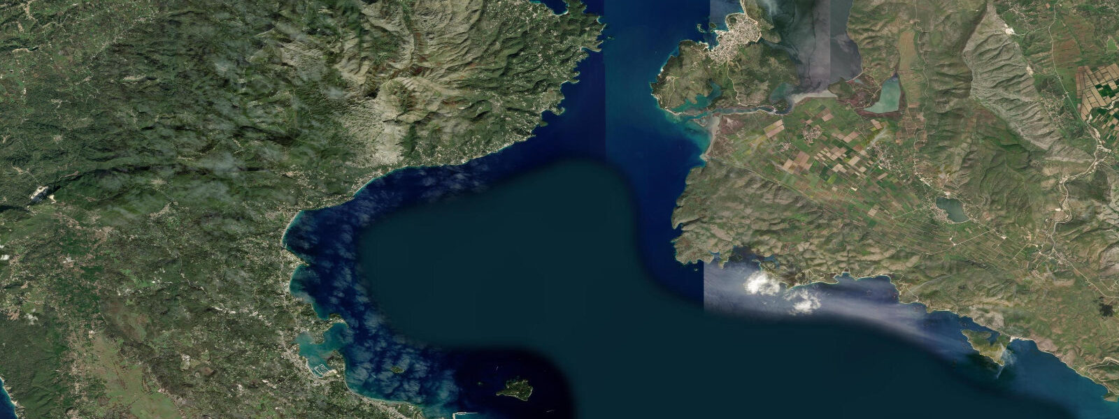 Satellite view of the coast near Butrint, Sarandë District